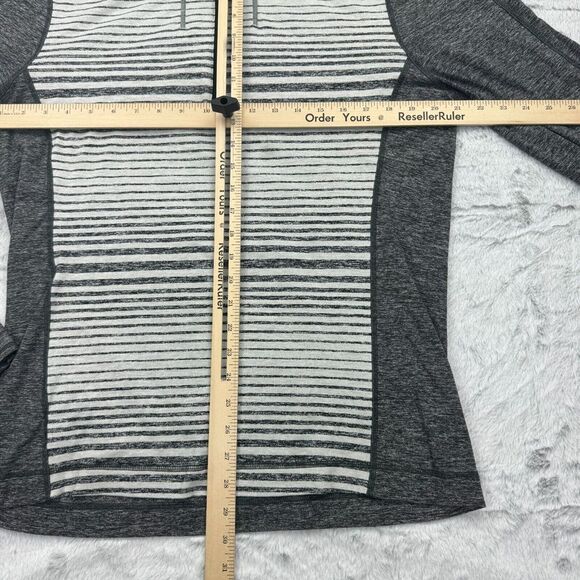 Lululemon Sweater Mens Large Gray Stripe Heathered Surge Warm Mock Neck 1/4 Zip - Picture 5 of 7